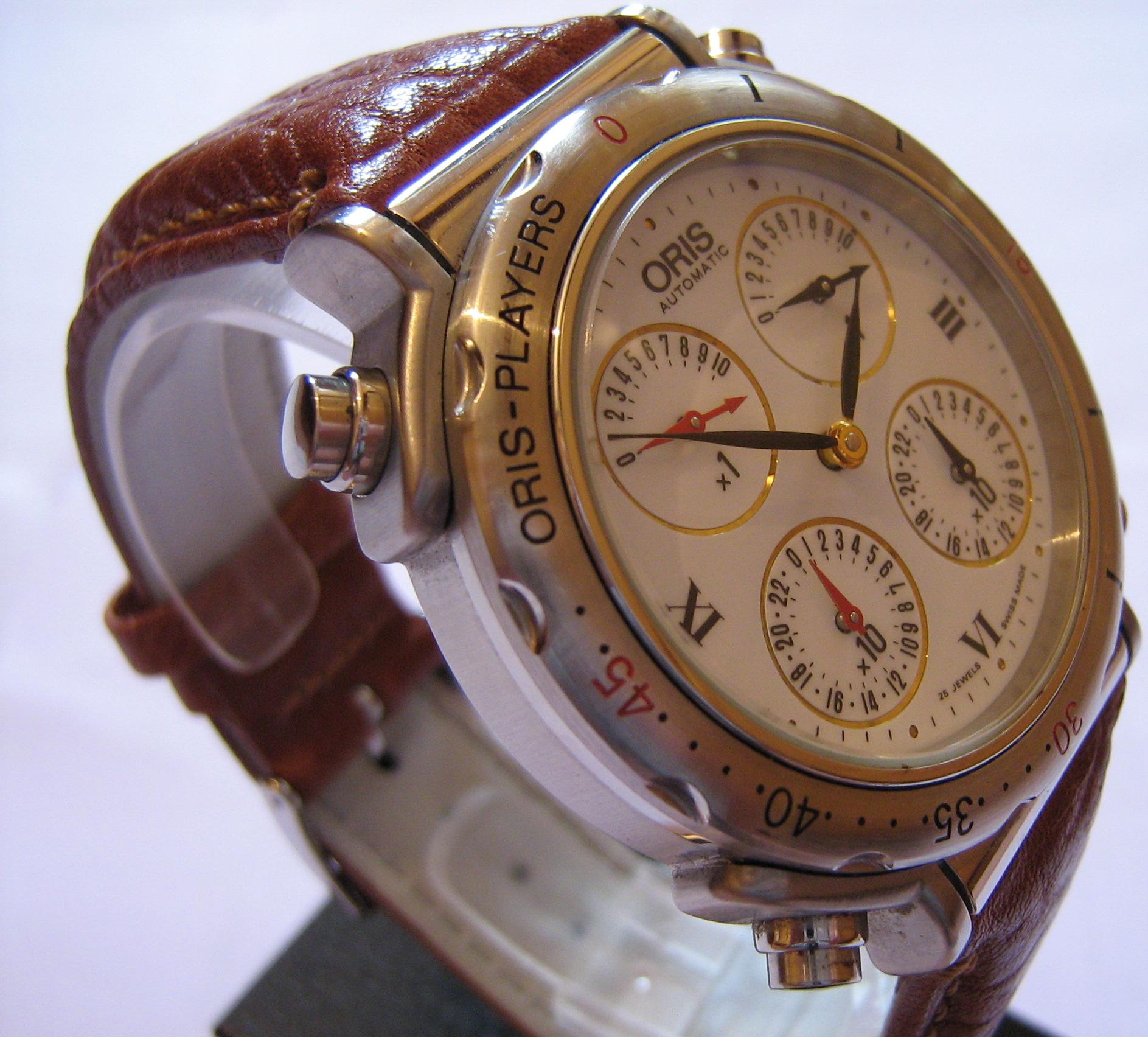 Oris Automatic Players Watch, White Dial With Leather Strap