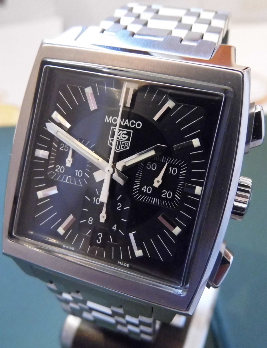 Tag Heuer Monaco Chronograph, Black Dial, Braacelet