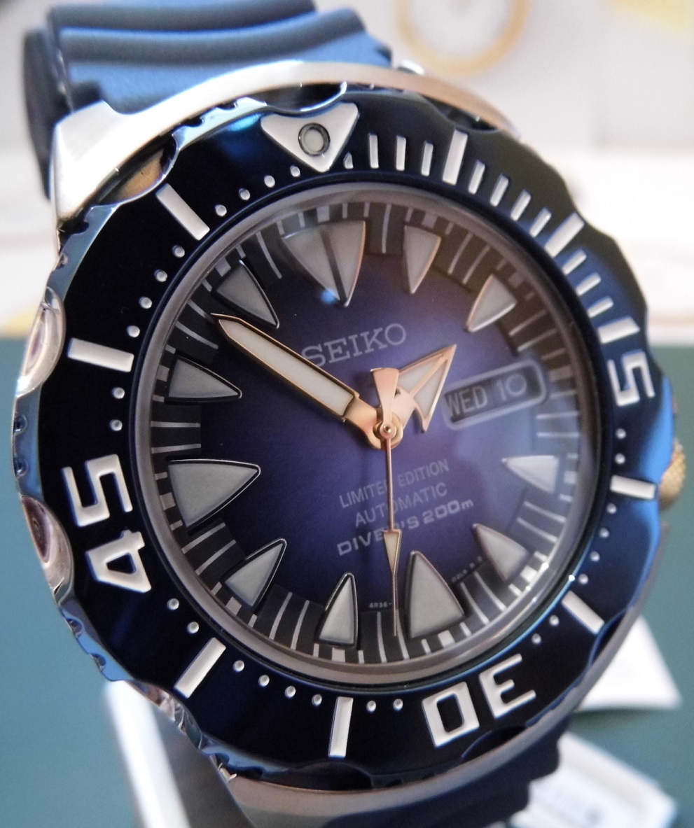 Seiko Blue Monster Ltd Edition, Blue Dial, Rubber Strap