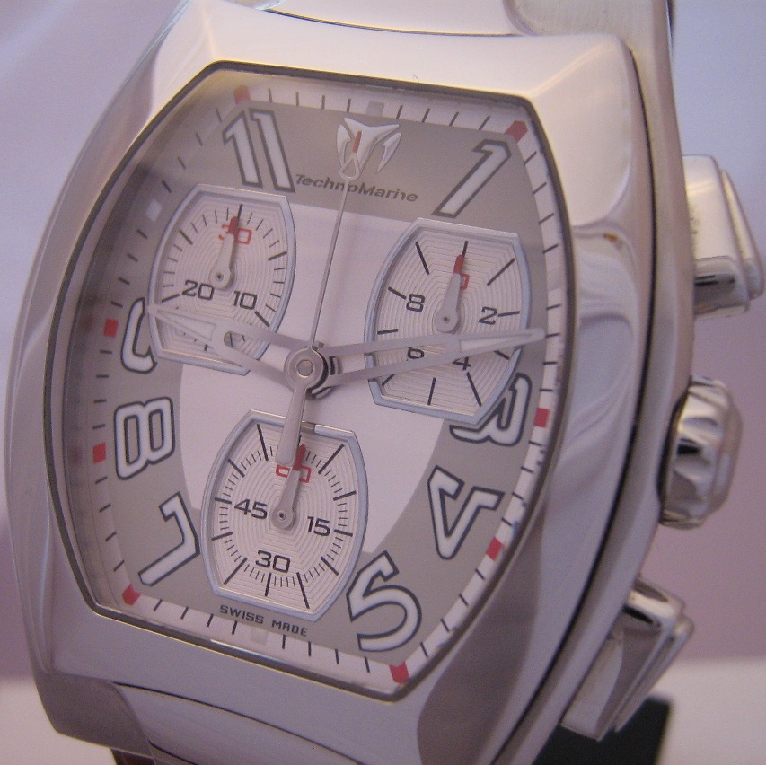 Technomarine Technosquare Magnum, Silver Dial With Leather Strap