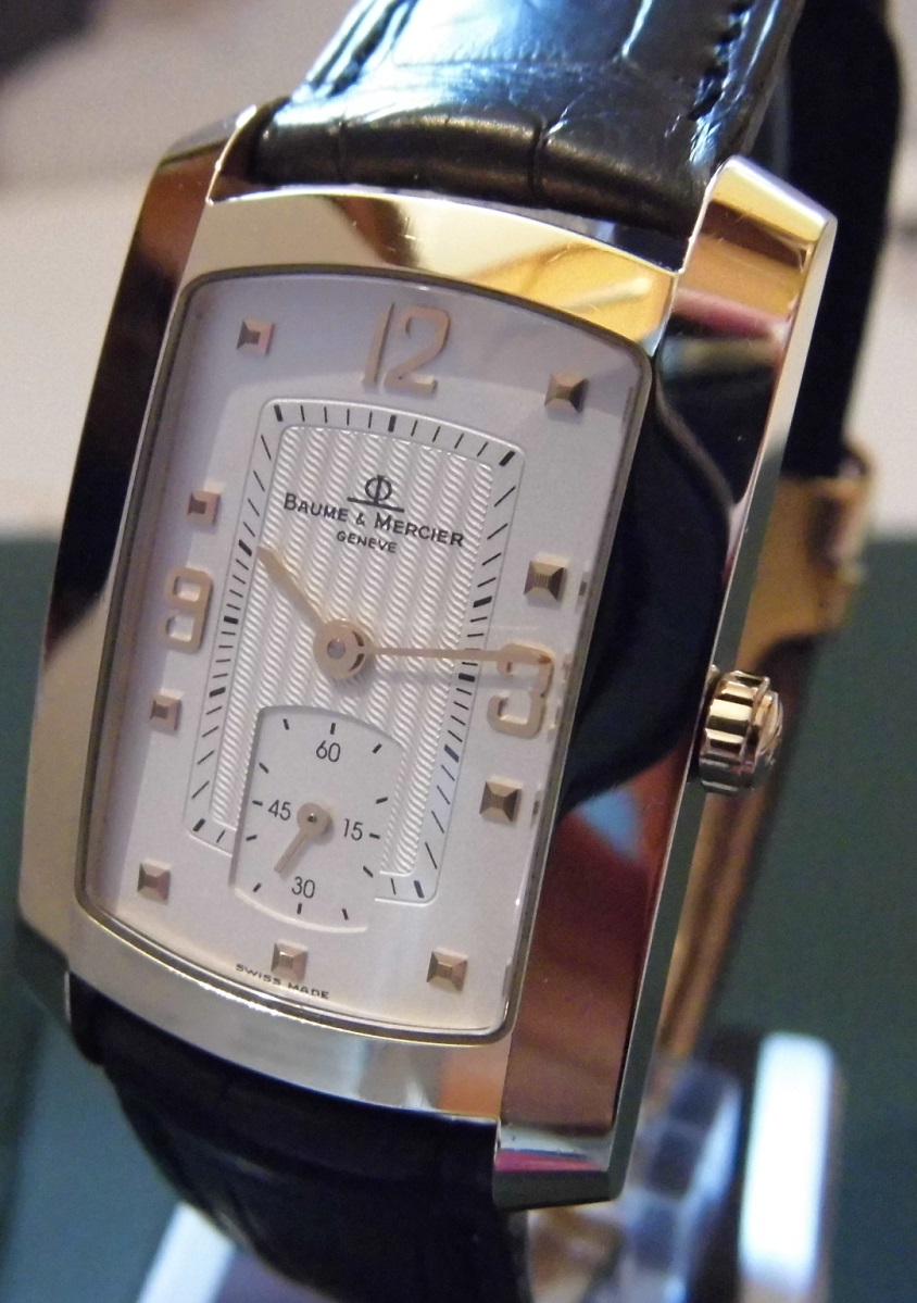 Baume & Mercier Hampton Milleis 18KT Gold, White Dial, Leather Strap