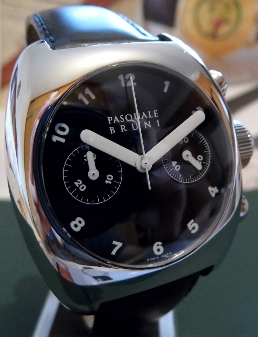 Pasquale Bruni Uomo Automatic Chronograph, Black Dial, Leather Strap