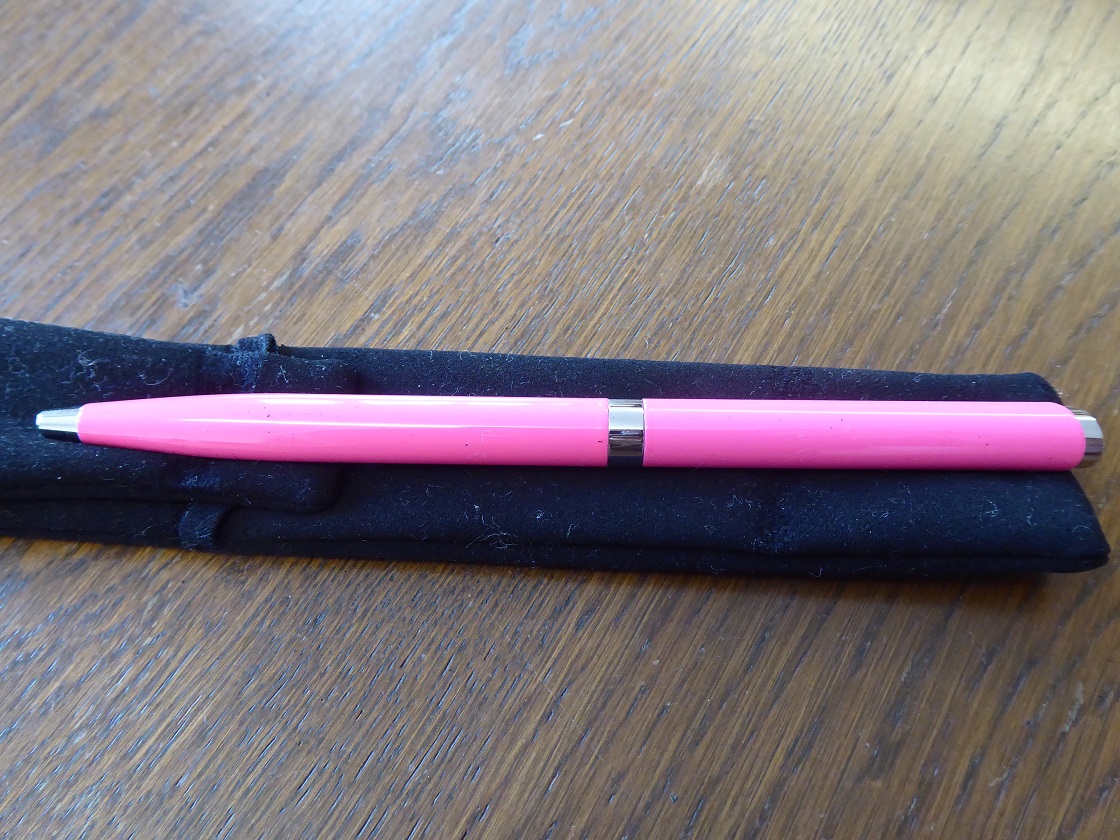 A Theo Fennell Pink Enamel & Stainless Steel Pen