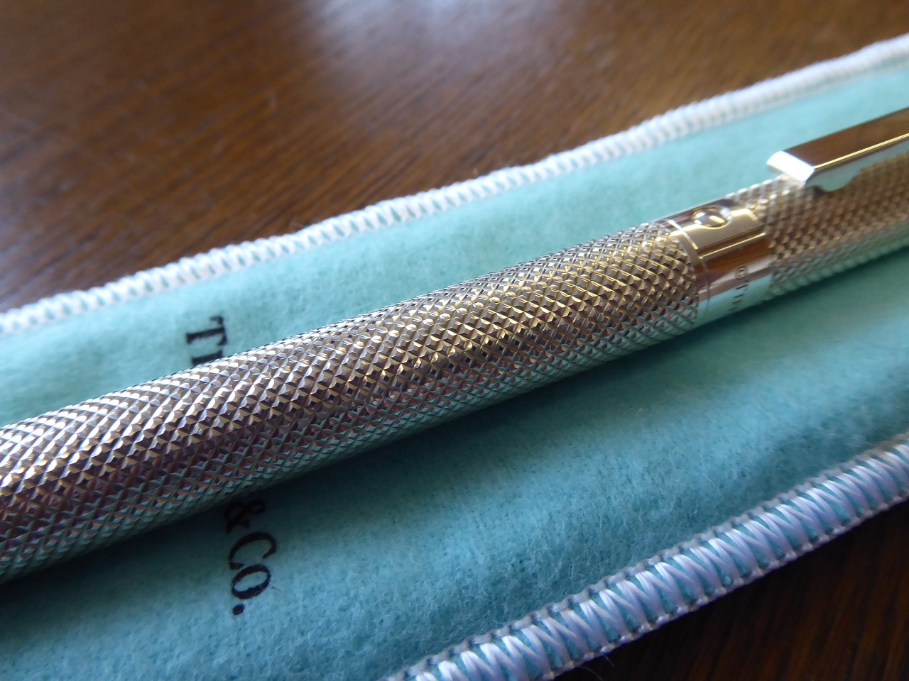A Tiffany & Co Diamond Point Silver Ballpoint Pen 
