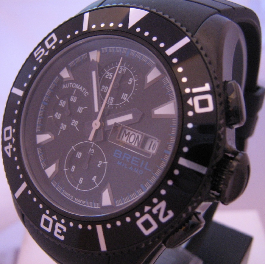 Breil Manta Automatic Chronograph, Black Dial With Rubber Strap