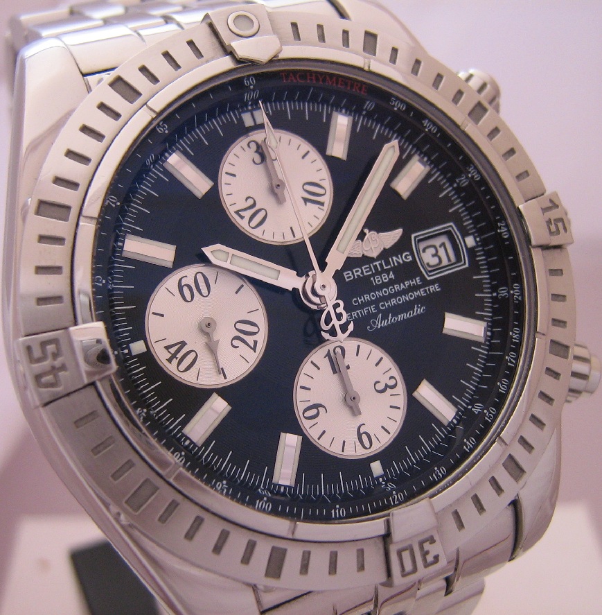 Breitling Chronomat Evolution, Black Dial, Steel Bracelet