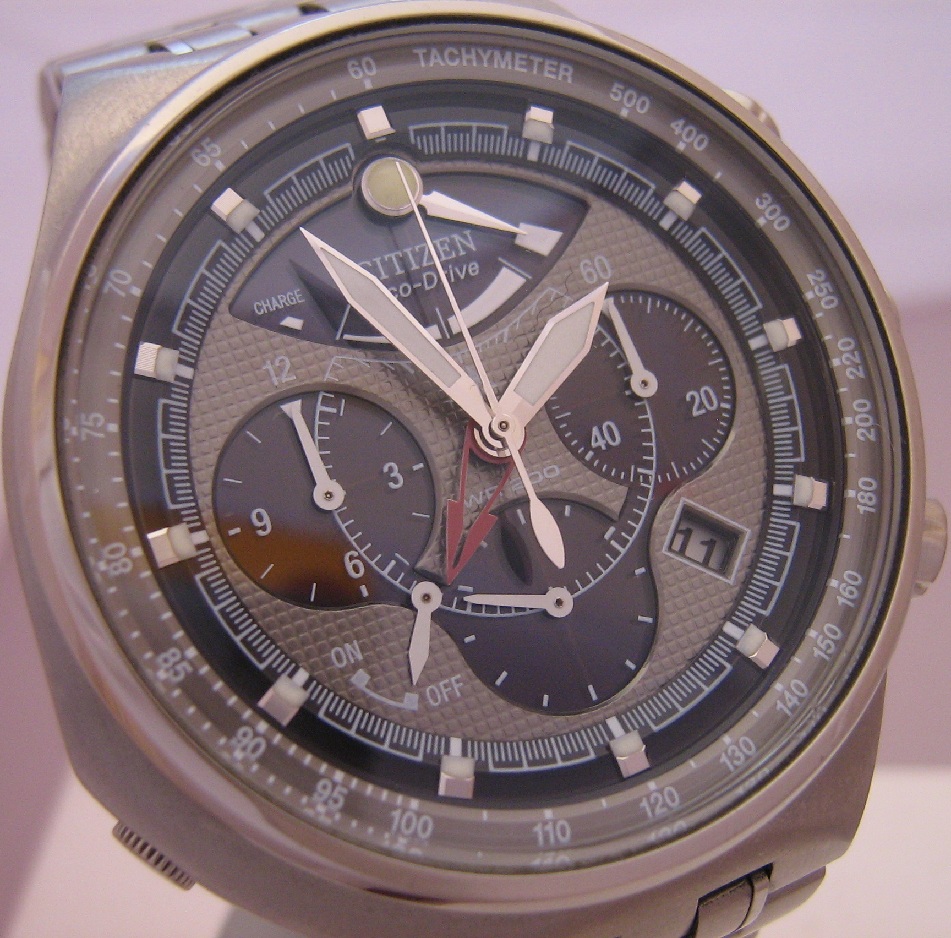 Citizen Eco Drive Chronograph, Grey Dial, Titanium Bracelet