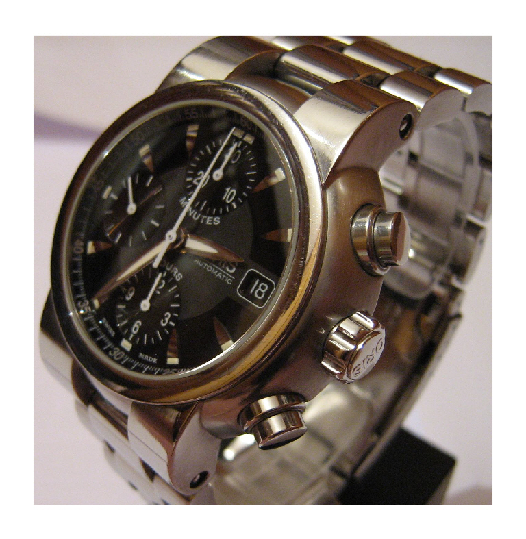 Used Oris TT1 Chronograph, Black Dial With Stainless Steel Bracelet