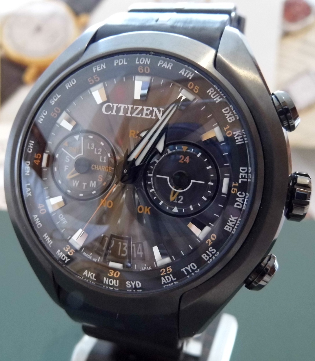 Citizen Eco Drive Satellite Wave-Air, Black Dial, Rubber Strap