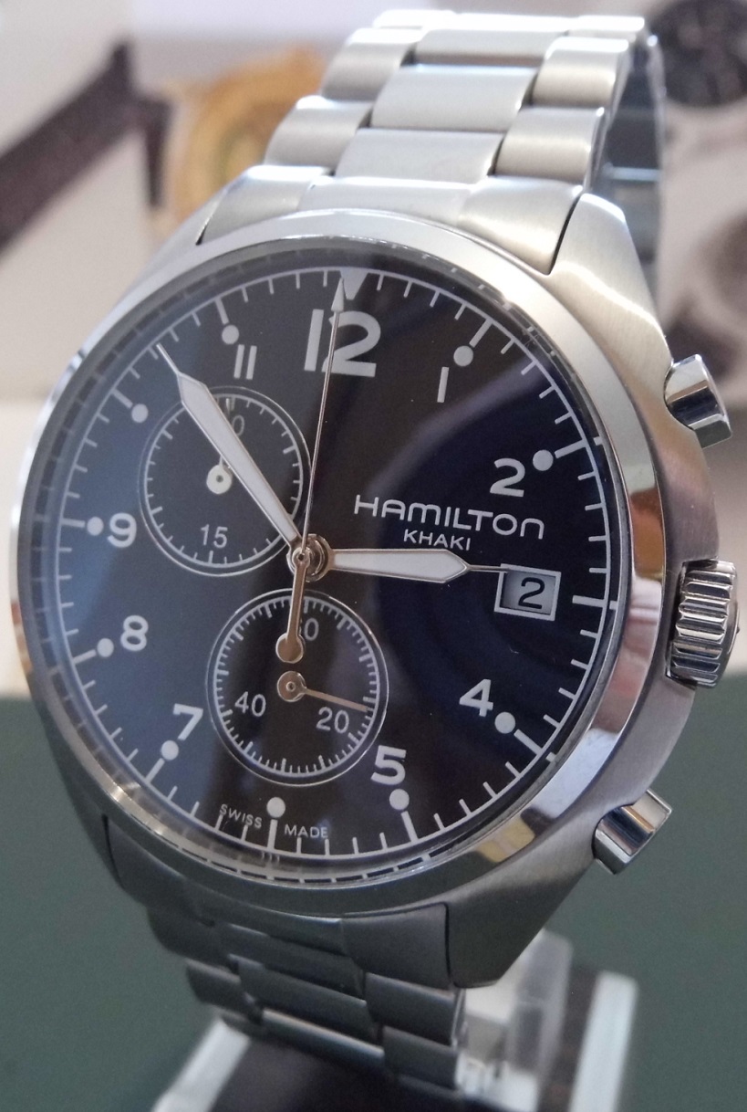 Hamilton Khaki Pilot Pioneer Chronograph, Black Dial, Bracelet