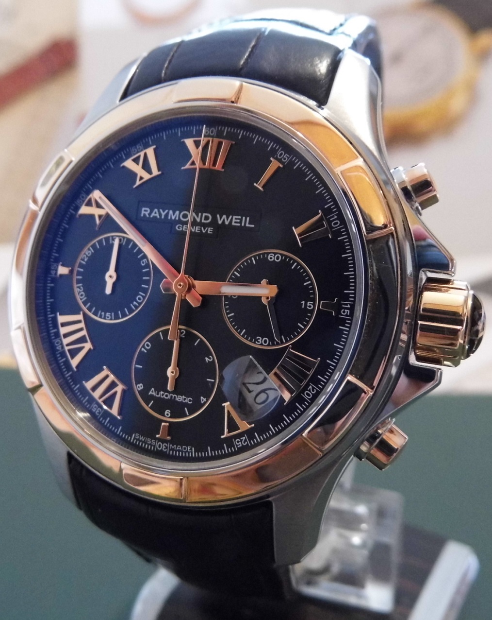 Raymond Weil Parsifal Chronograph, Black Dial, Leather Strap