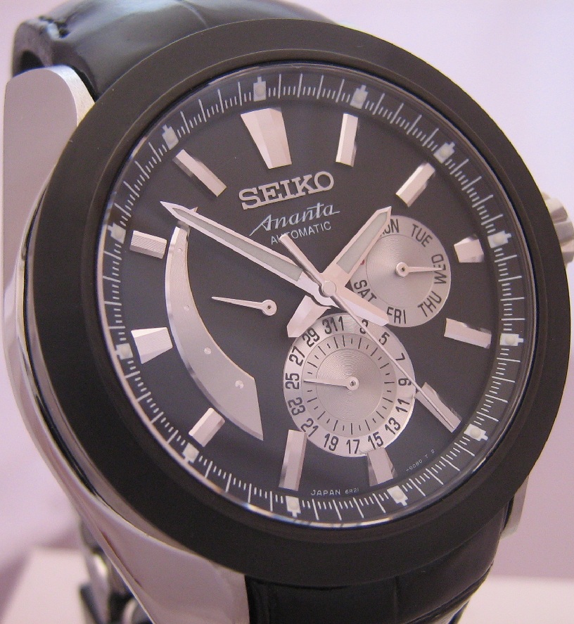 Seiko Ananta Multi Hand, Black Dial With Leather Strap