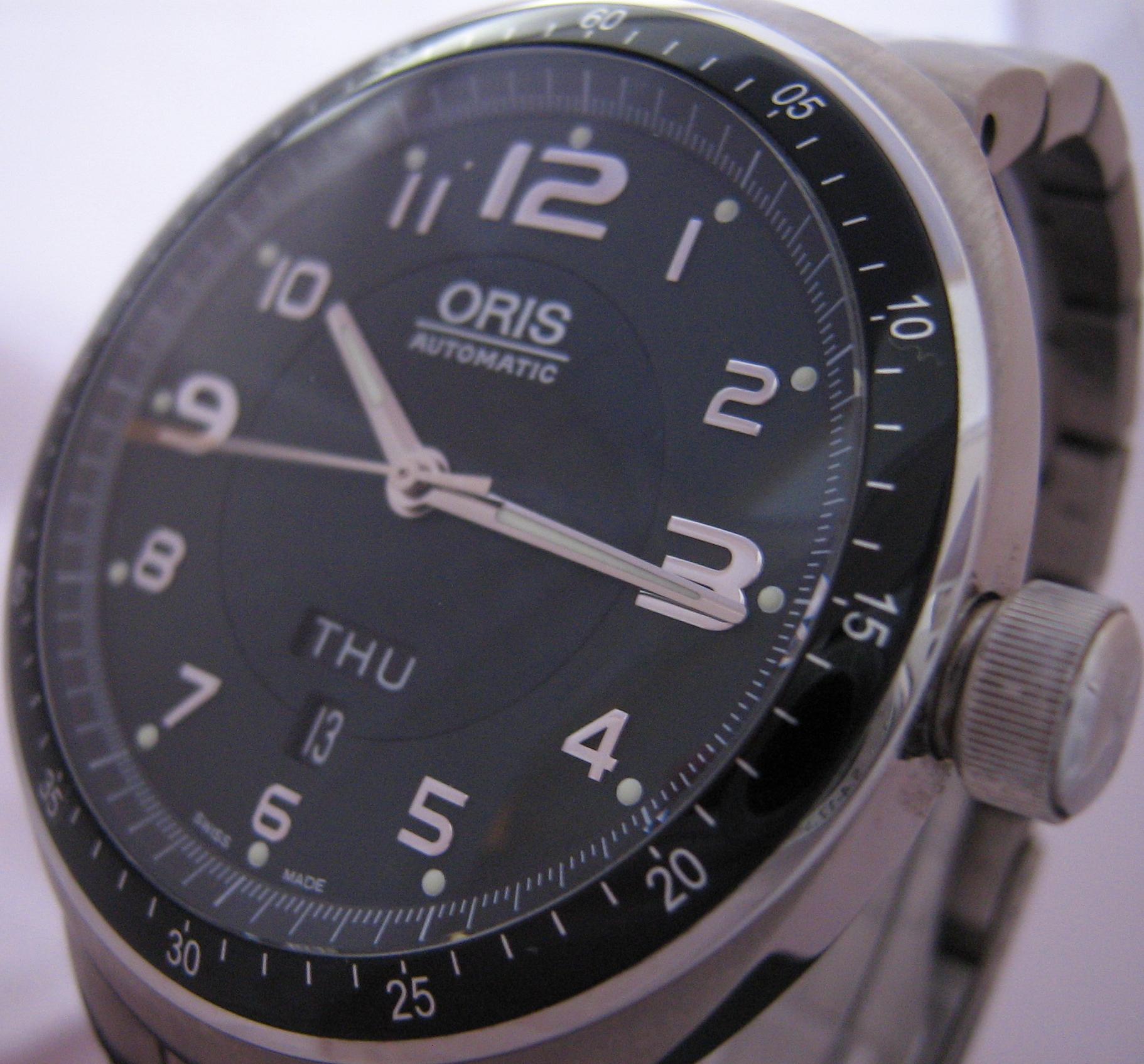 Oris TT3 Titanium Watch, Green Dial With Titanium Bracelet