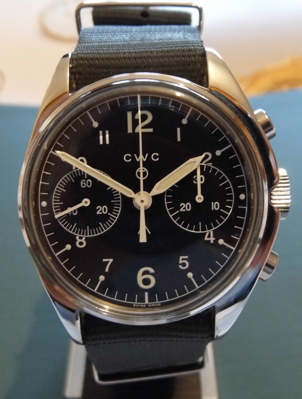 CWC 1970s Remake Mechanical Chronograph, Black Dial