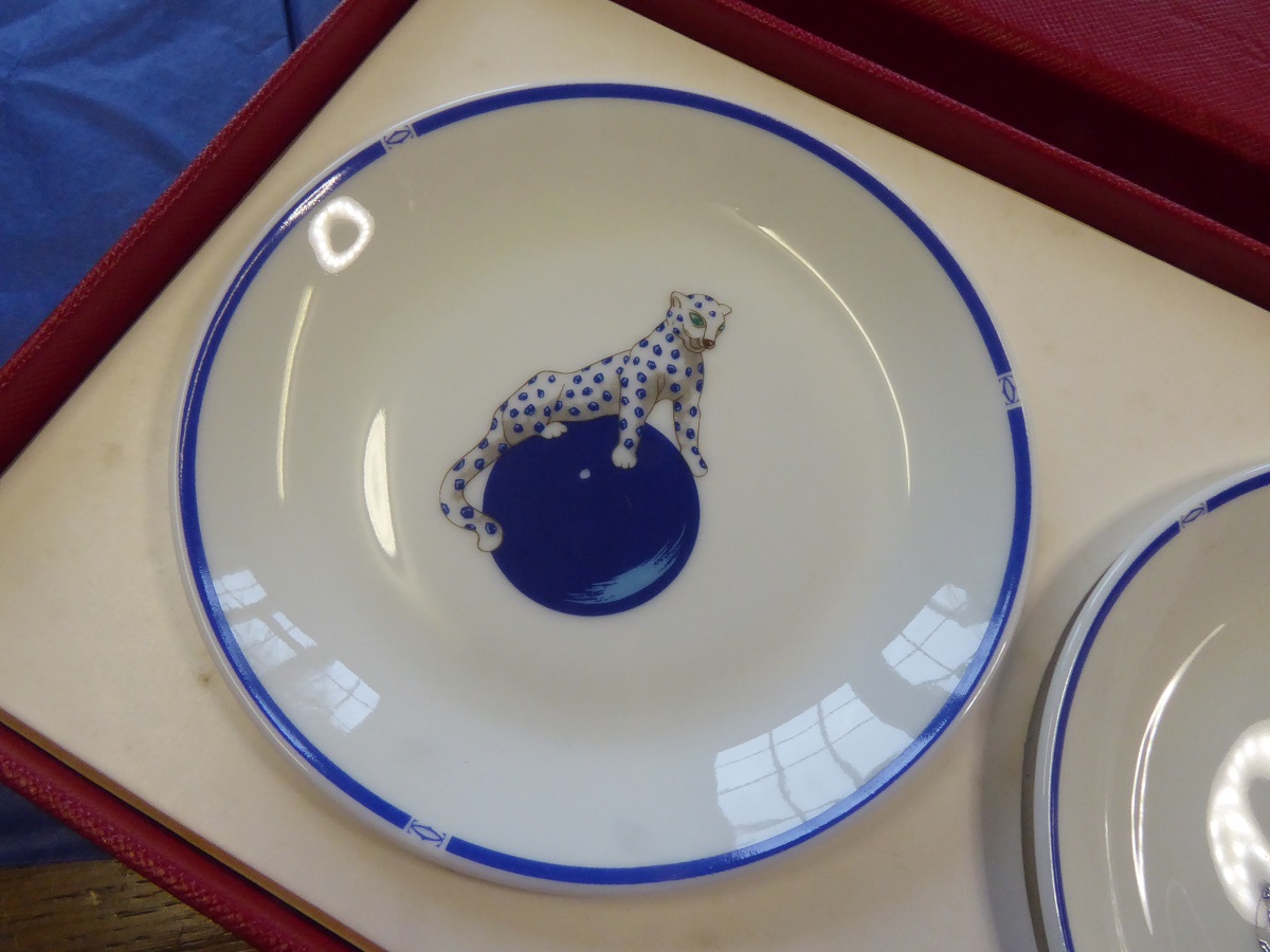 Cartier Limoges Panther Porcelain Trinket Dishes