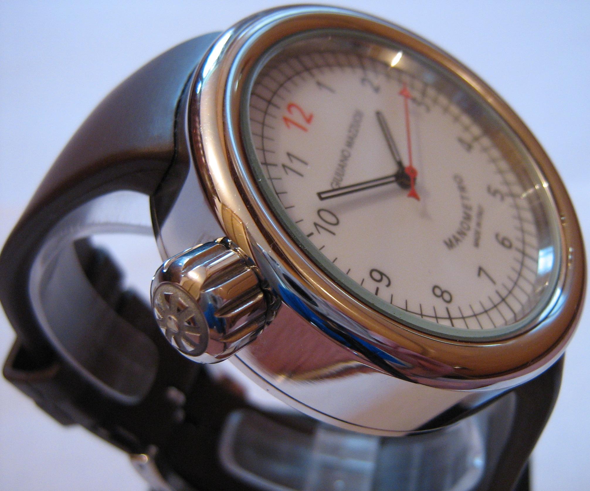 Giuliano Mazzuoli Manometro, White Dial, Rubber and Leather Straps