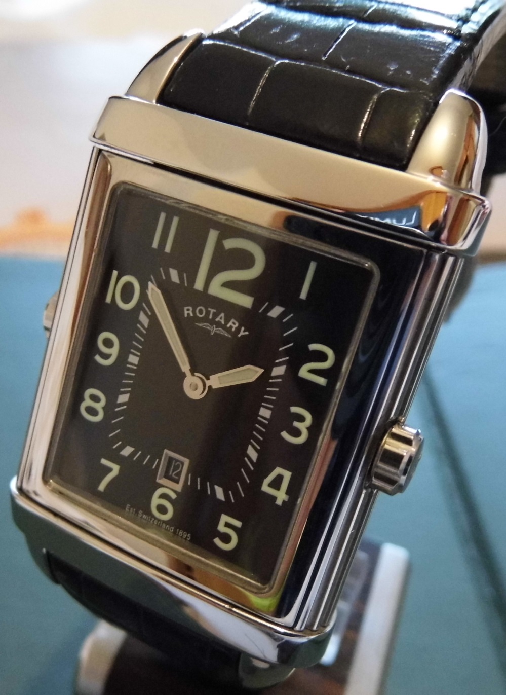 Rotary Revelation Reverso, Black & White Dials, Leather Strap
