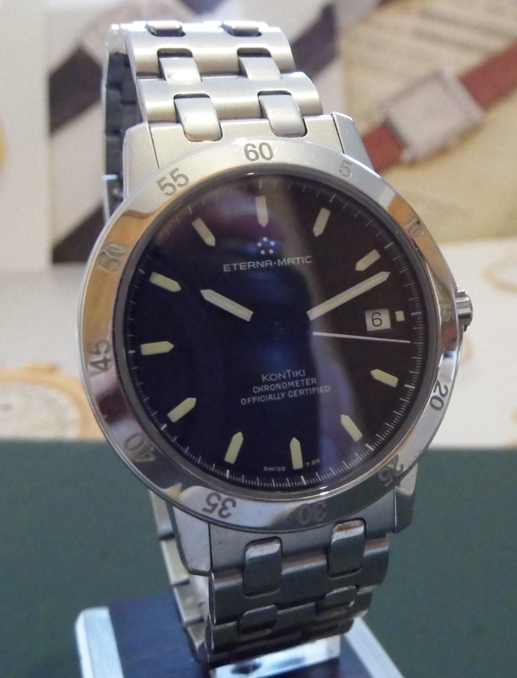 Eterna Kontiki Sport Chronometer, Black Dial, Bracelet