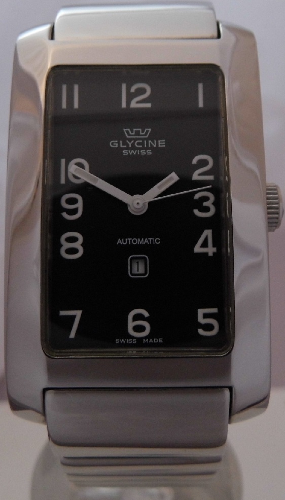 Glycine Rettangolo Automatic, Black Dial With Bracelet 