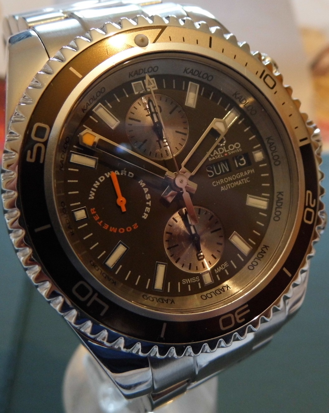 Kadloo Windward Master Chronograph, Brown Dial, Steel Bracelet