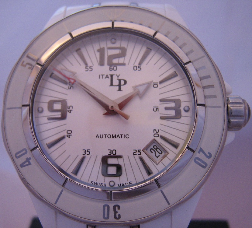Lucien Piccard Celano Ceramic Watch, White Dial With Ceramic Bracelet