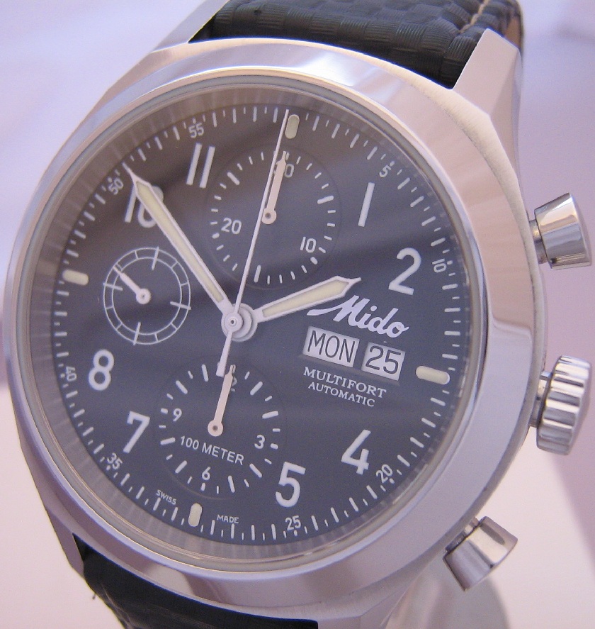 Mido Multifort Ocean Star Chronograph, Black Dial With Leather Strap