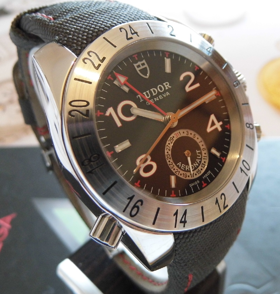 Tudor Aeronaut GMT, Black Dial, Black Nylon/leather Strap