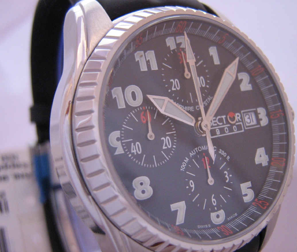 Sector 800 Automatic Chronograph, Black Dial With Black Leather Strap