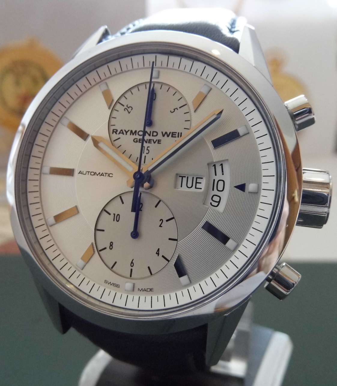 Raymond Weil Freelancer Chronograph, White Dial, Leather Strap