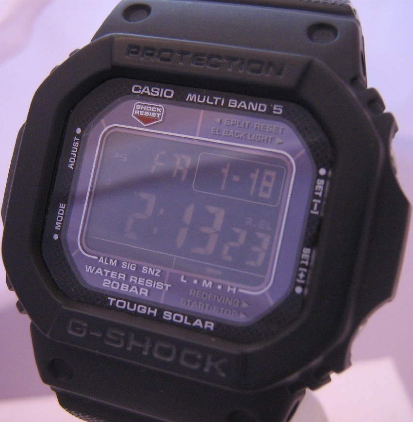 Casio G Shock Atomic Solar Negative Display, Black Dial 