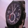 Glycine Black Jack Chronograph, Black Dial With Leather Strap