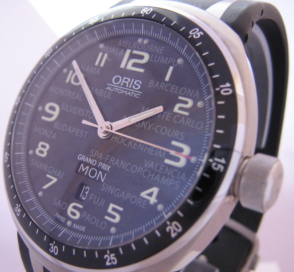 Oris TT3 Grand Prix Ltd Edition, Black Carbon Dial, Rubber Strap