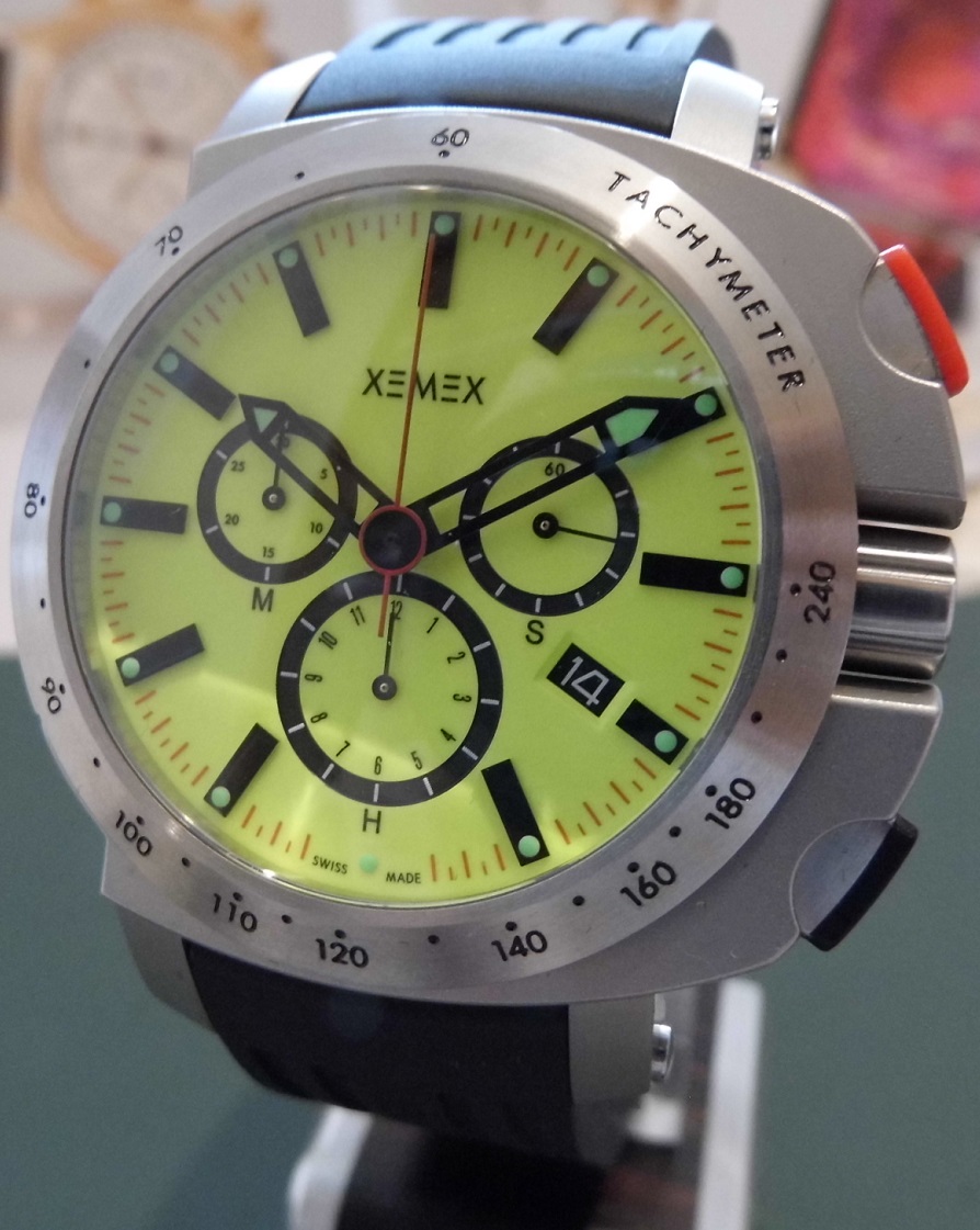 Xemex Concept One Chronograph, Yellow Dial, Rubber Strap