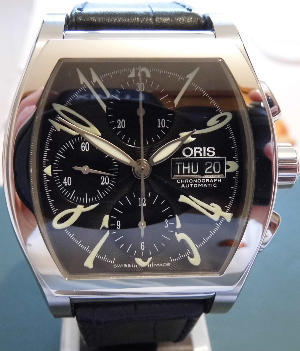 Oris Miles Chronograph, Black Dial, Leather Strap