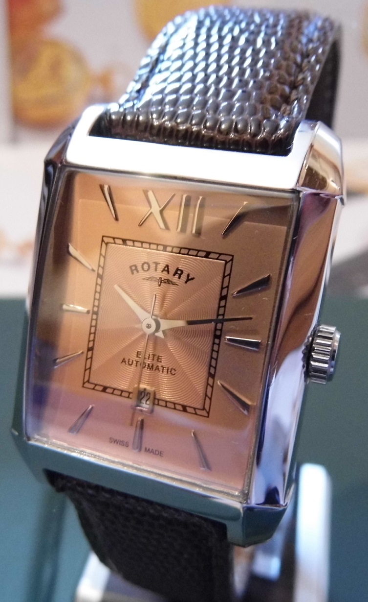 Rotary Elite Automatic, Cognac Dial, Brown Leather Strap