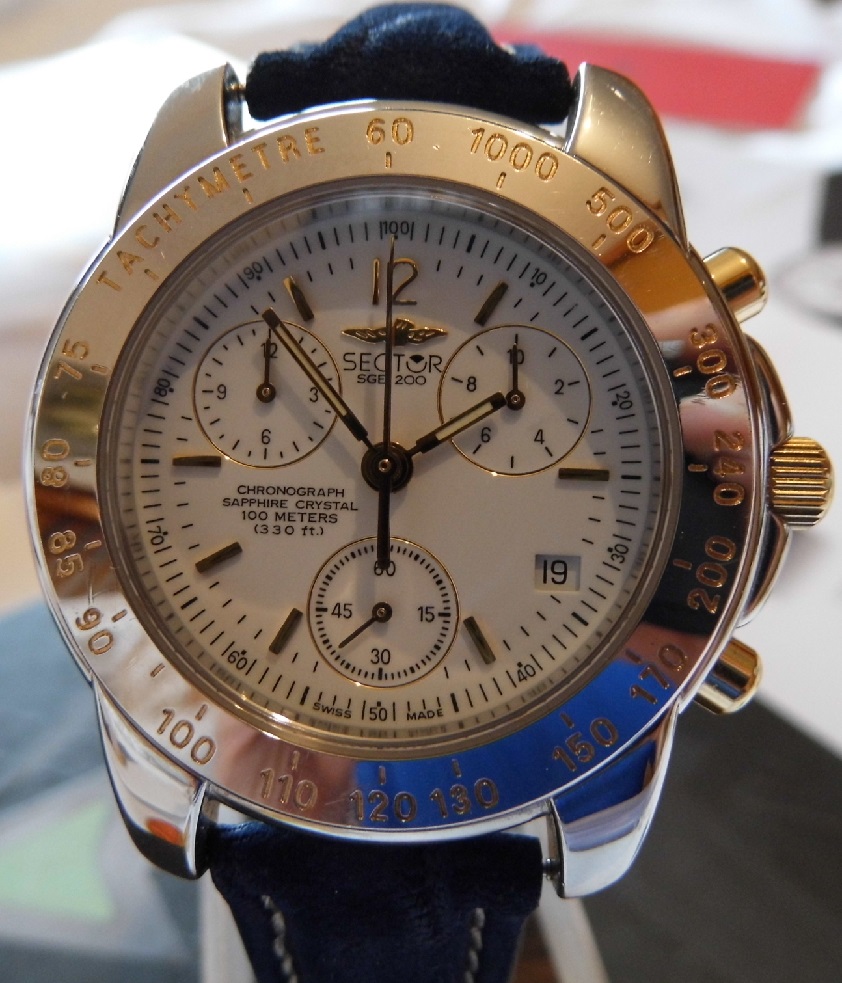 Sector SGE 200 Chronograph, White Dial, Leather Strap