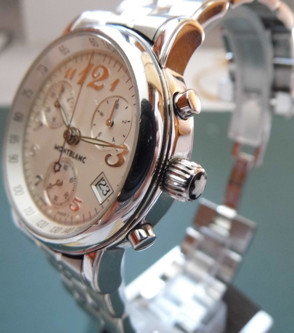 Montblanc Meisterstuck Chrongraph, Silver Dial, Steel Bracelet