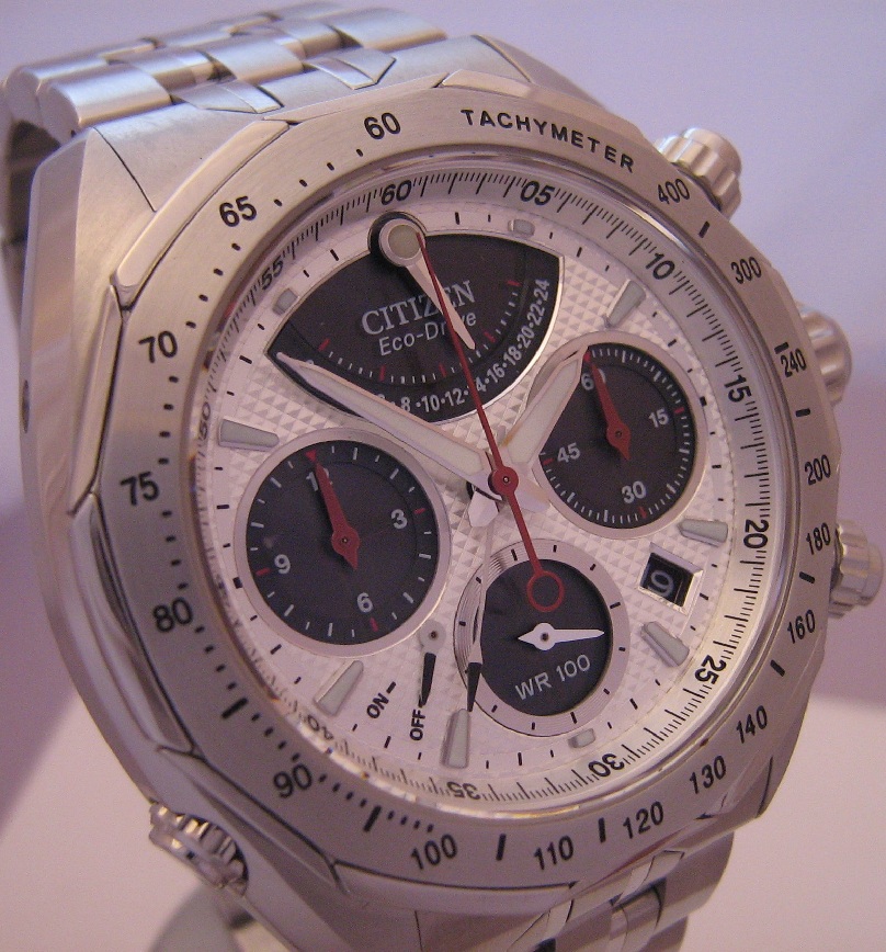 Cititzen Eco Drive Signature Flyback, Silver Dial, Steel Bracelet