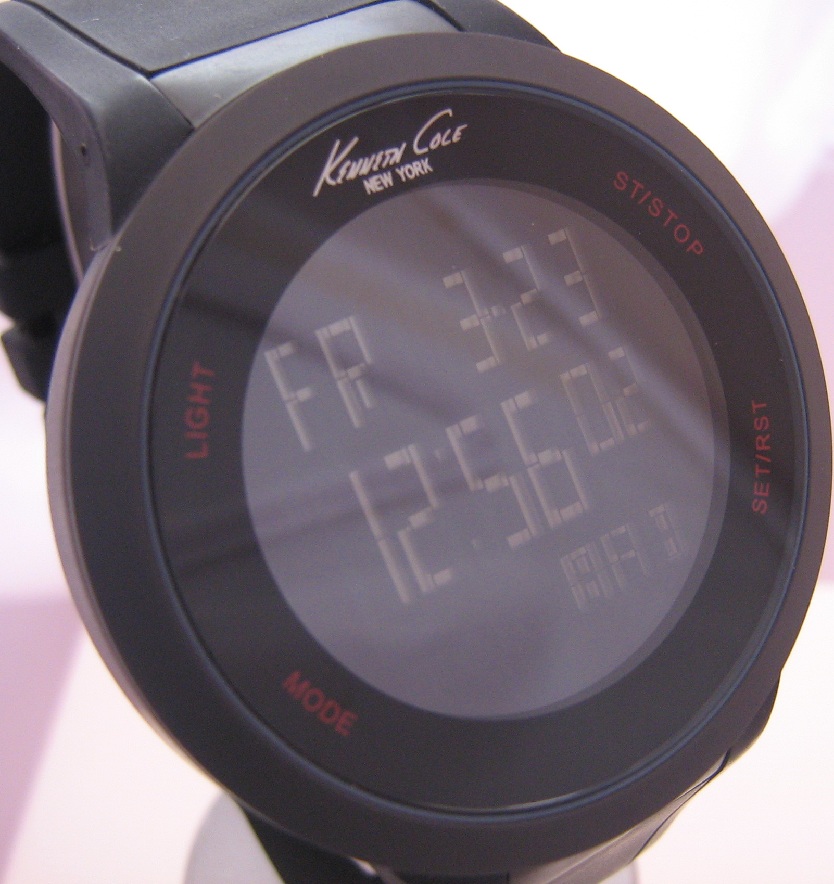 Kenneth Cole Touchscreen Multifunction, Black Dial, Rubber Strap