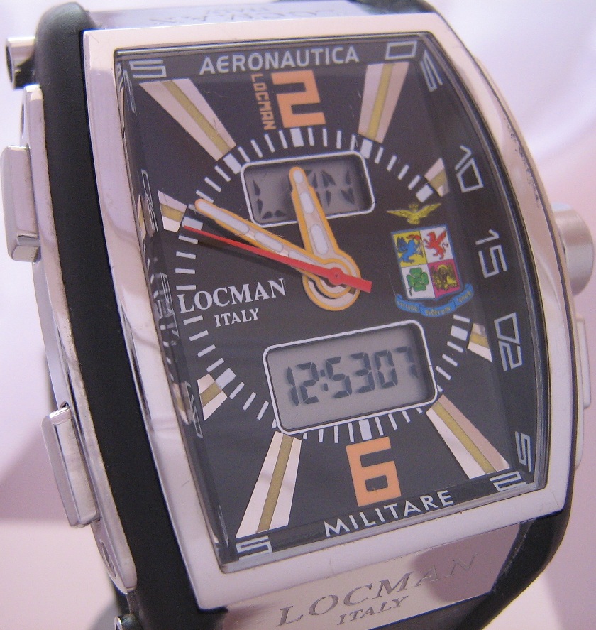 Locman Tremila Aeronautica Watch, Black Dial, Rubber Strap