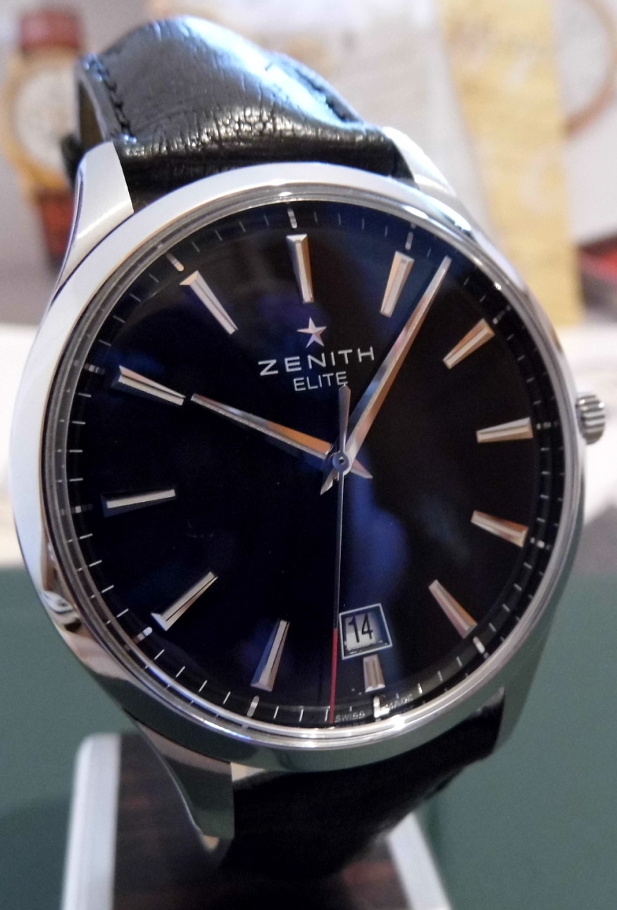 Zenith Elite Captain Central Seconds, Black Dial, Leather Strap