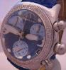 Techno Star Diamond Bubble Chronograph, Blue Dial With Leather Strap