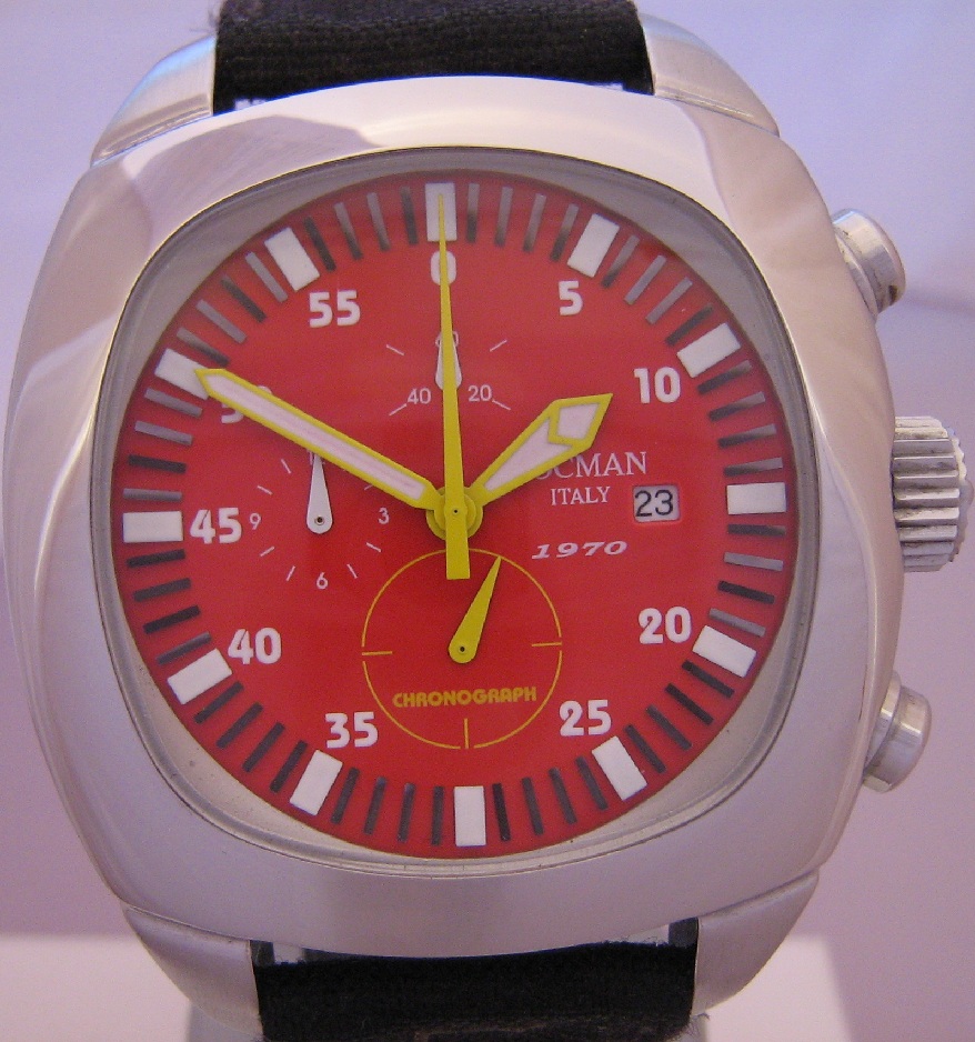 Locman 1970 Chronograph, Red Dial With Black Strap
