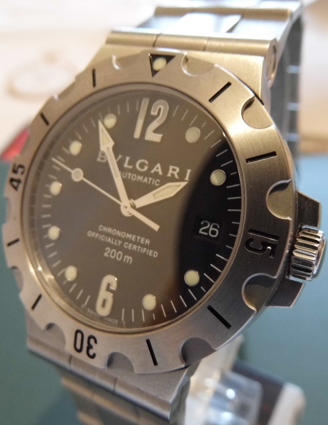 Bvlgari Diagono Scuba 200M, Black Dial, Bracelet