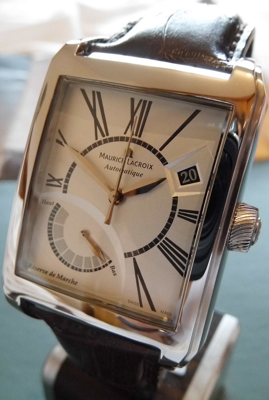 Maurice Lacroix Pontos Reserve De Marche, SIlver Dial With Leather Strap