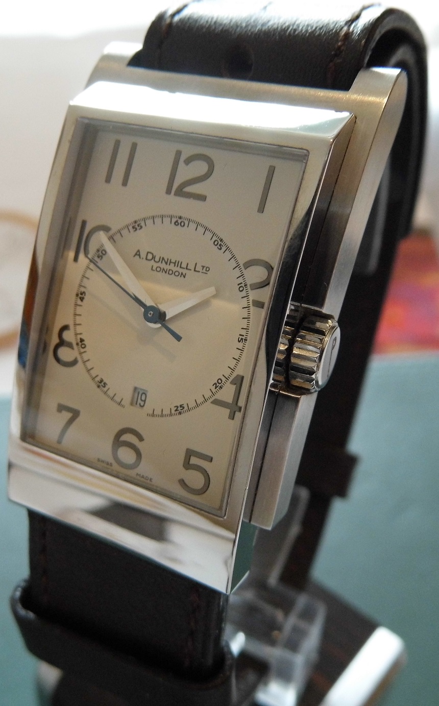 Dunhill D Type, White Dial, Brown Leather Strap