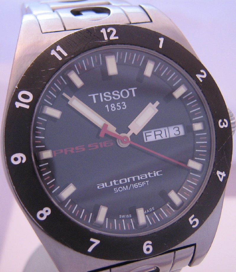 Tissot PRS 516 Automatic, Black Dial With Steel Bracelet