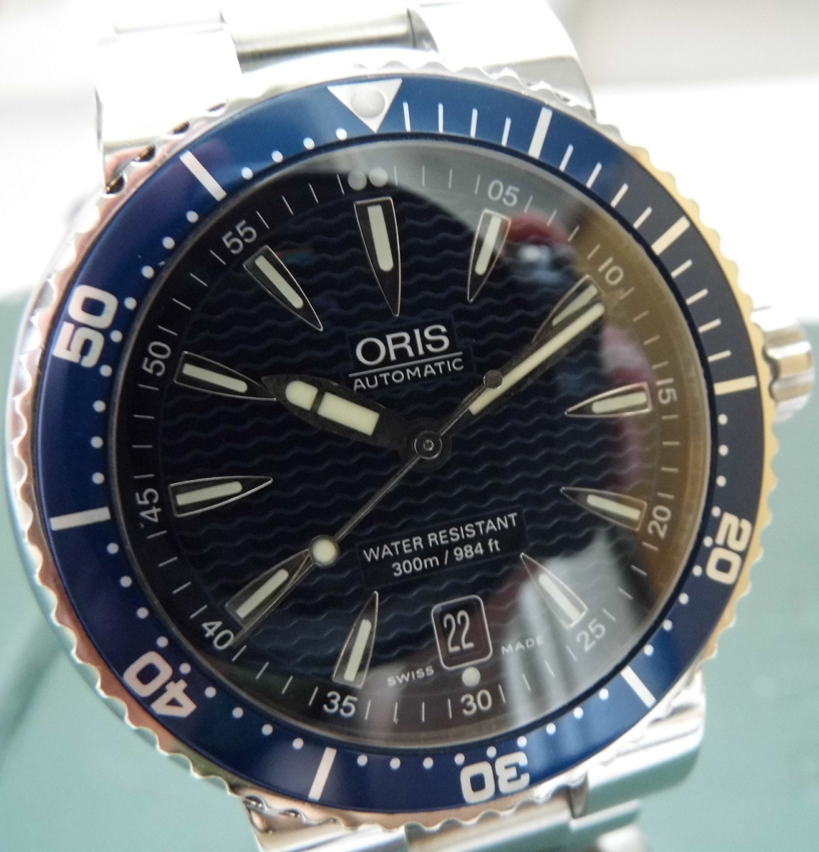Oris TT1 300M Divers Watch, Blue Dial With Steel Bracelet