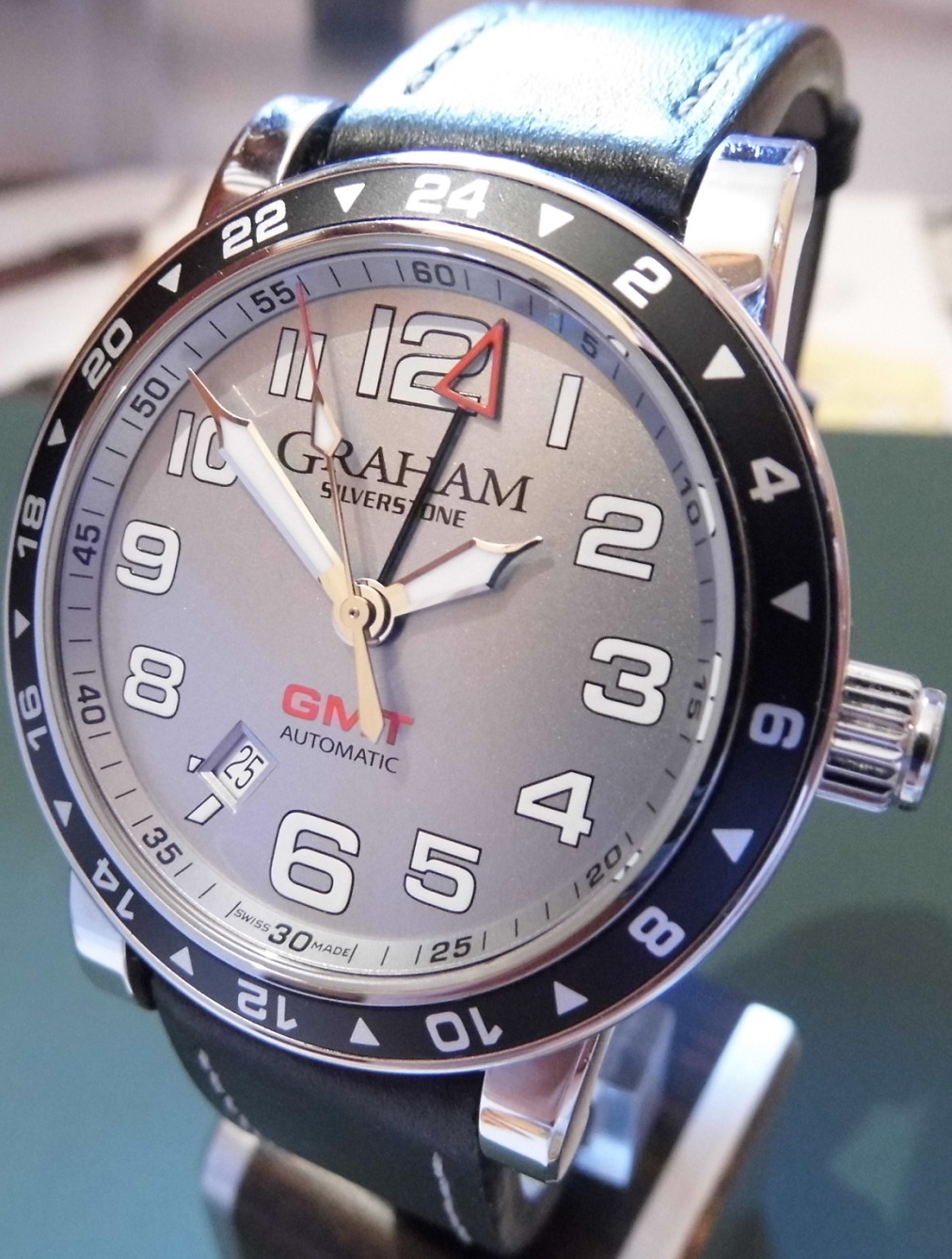 Graham Silverstone GMT, Silver Dial, Leather Strap