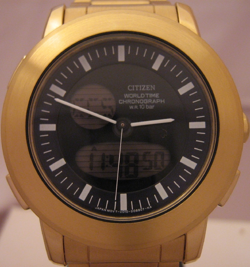 Citizen Alterna Worldtime, Black Dial, Gold IP Bracelet